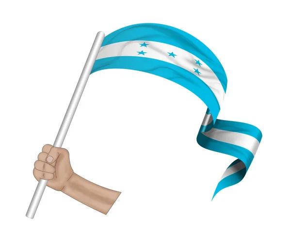 Illustration Hand Holding Flag Honduras Fabric Ribbon Background Flag Introduced — Stock Photo, Image