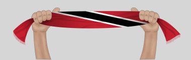 Üç boyutlu illüstrasyon. Trinidad ve Tobago 'nun el ele tutuşan bayrağı..