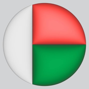 Madagaskar 'ın 3 boyutlu bayrağı Avatar çemberinin arka planında.