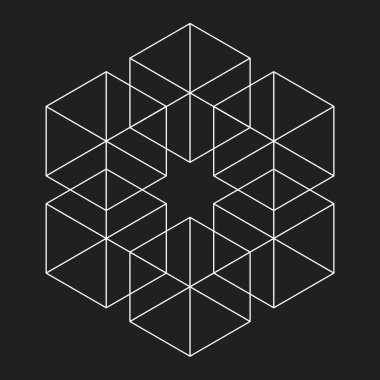 Siyah arkaplanda soyut altıgen çakışması.