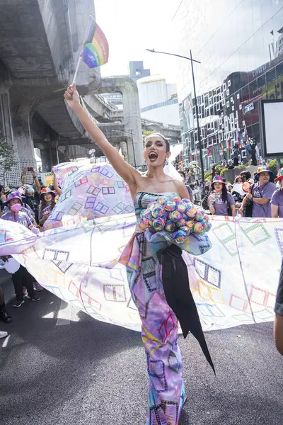 stock image Bangkok, Thailand - JUN 4, 2023 Siam Center The World of Freedom and Pride 2023, The short action and atmosphere of people joins celebrations in the event.