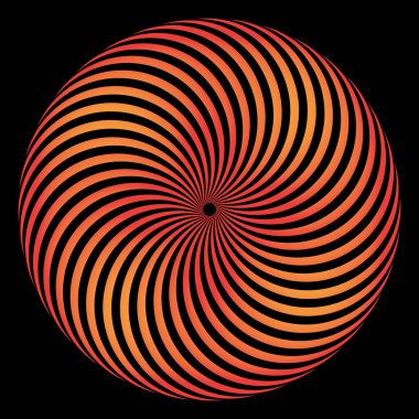 Renkli geometrik desenlerin soyut, enerjik sarmalı.