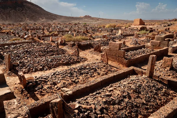 Old Muslim cemetery, located on the outskirts of the city, in the middle of the desert. Morocco.