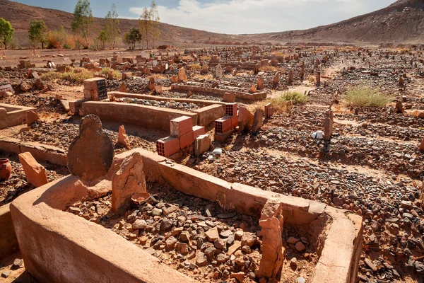 Old Muslim cemetery, located on the outskirts of the city, in the middle of the desert. Morocco.