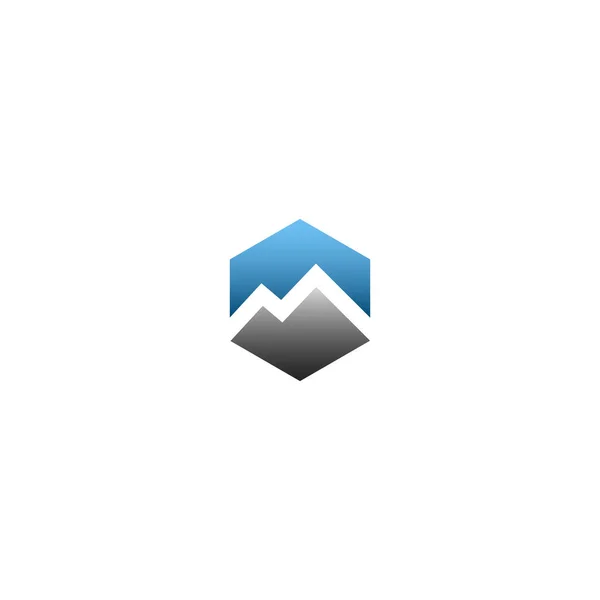 Hexagonal Mountain Logo Design Vektor — Stock vektor