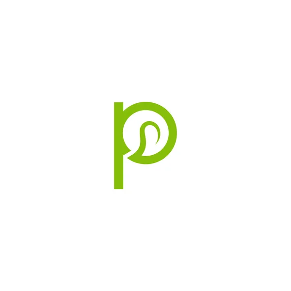 手紙P葉のロゴデザイン — ストックベクタ
