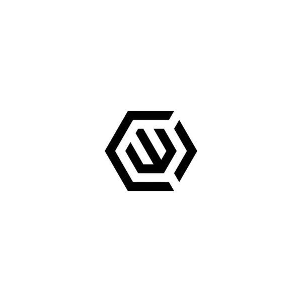 Lettere Cow Cwo Ocw Owc Woc Wco Hexagon Logo — Vettoriale Stock