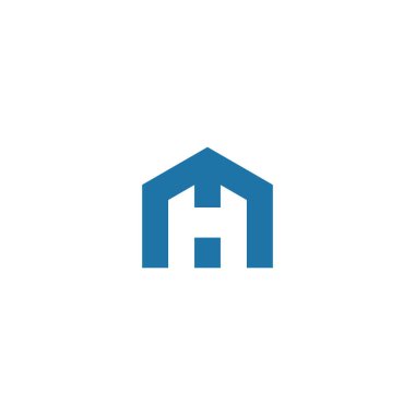 Harfler MH House negatif uzay logo tasarım vektörü