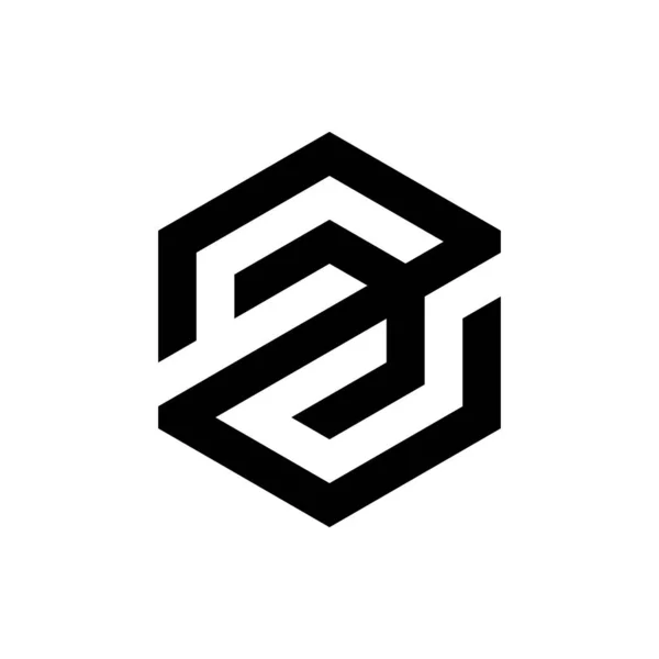 Zd六边形字体标识初创企业公司 — 图库矢量图片