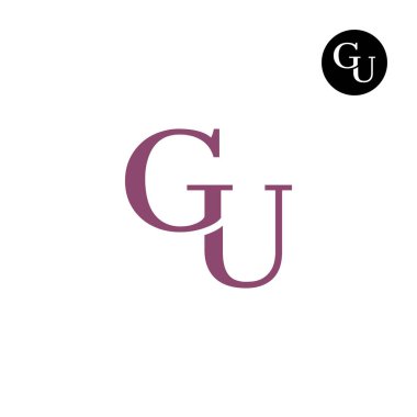 Lüks Modern Serif Mektup GU Monogram Logo Tasarımı