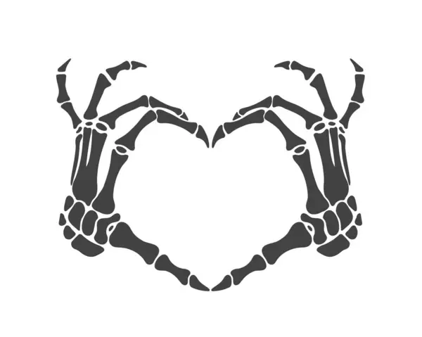 İskelet eller, kalp hareketi, parmaklar, düz vektör, kesilmiş dosyalar