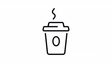 Animasyon siyah kahve fincanı ikonu. Canlandırılmış kahve fincanı videosu. Yüksek kaliteli FullHD görüntüler.