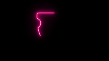 Siyah arkaplanda neon pembe sis kalkanı, elektrik hatlı arma, amblem yanması, zaman hareketi, animasyon video