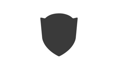 Farklı kalkanlar, armalar, rozetler, düz siyah dolgu, siber güvenlik.