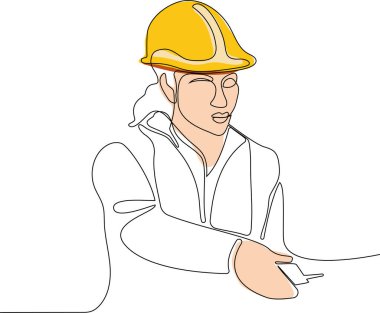 İnşaat müdürü ve mühendisi inşaat alanında çalışıyor. Vektör illüstrasyonu