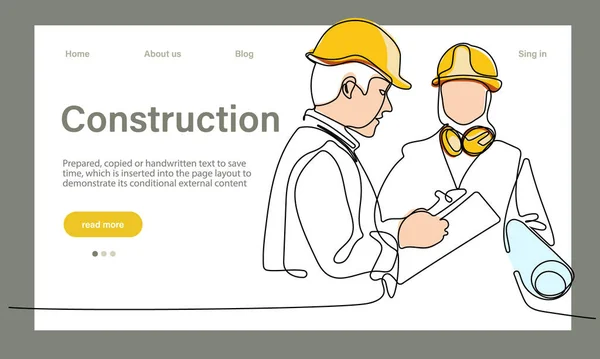 Vector Landing Page Architecture Works Protective Face Masks Safety Machine — Vetor de Stock