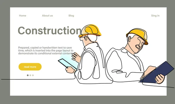Vector Landing Page Architecture Works Protective Face Masks Safety Machine — Vettoriale Stock