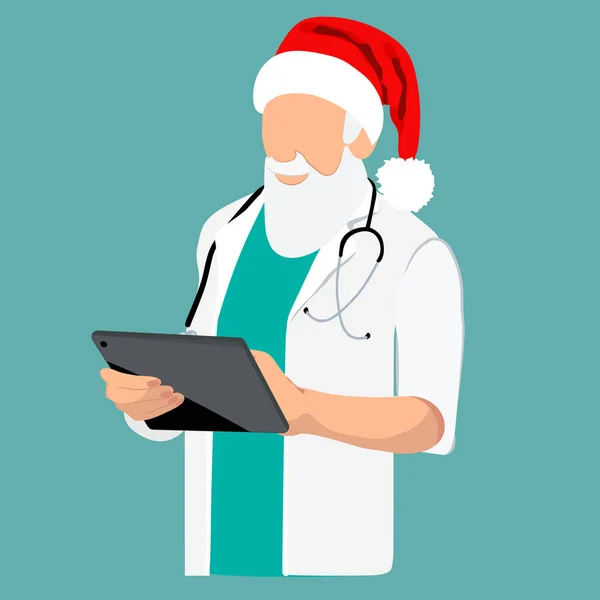 Doctor Nurse Happy Christmas Celebration Party Fisiologi Struktur Profesi Medis - Stok Vektor