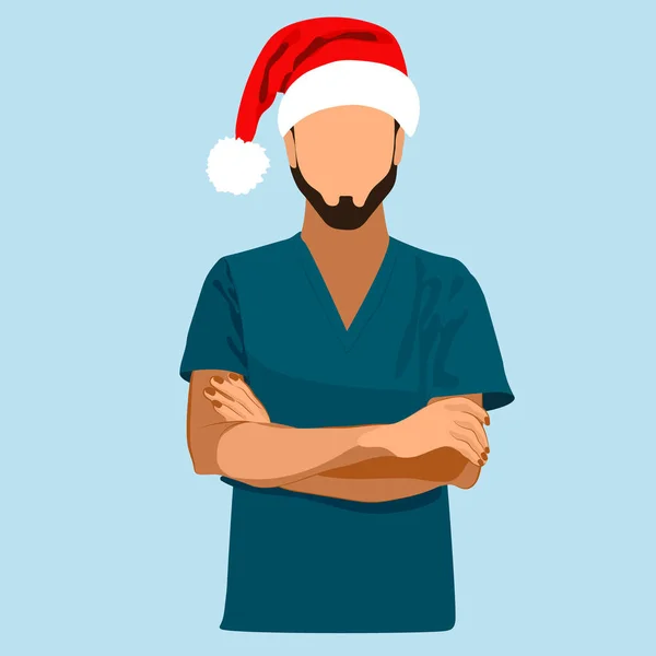 Doktor Hemşire Noel Kutlama Partisi Fizyoloji Yapı Tıp Morfoloji Sağlıklı — Stok Vektör