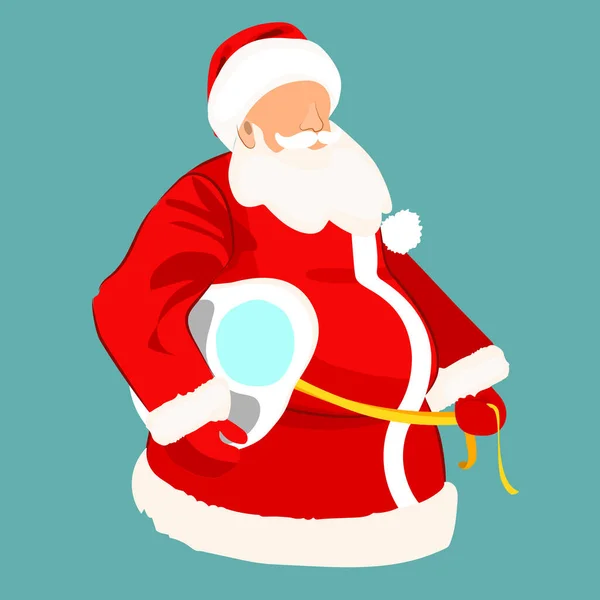 Kış Sonu Satış Arkaplanı Tasarımı Noel Baba Nın Gülümsemesi Elinde — Stok Vektör