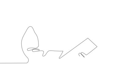 Ekip üyeleriyle plan tasarımı hakkında konuşmak için inşaat sahasında sürekli mimar toplantısının animasyon çizimi. Mimarlık konsepti. Tek çizgi animasyonu. Yüksek kalite 4k görüntü