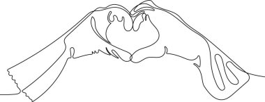 Lastik eldivendeki Eller 'in aralıksız çizdiği bir çizgi. Metin ve marka logonuzu yerleştirmek kolay. Vektör illüstrasyonu