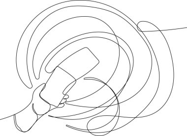 Lastik eldivendeki Eller 'in aralıksız çizdiği bir çizgi. Metin ve marka logonuzu yerleştirmek kolay. Vektör illüstrasyonu