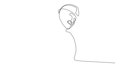 Ekip üyeleriyle plan tasarımı hakkında konuşmak için inşaat sahasında sürekli mimar toplantısının animasyon çizimi. Mimarlık konsepti. Tek çizgi animasyonu. Yüksek kalite 4k görüntü