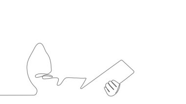 Ekip üyeleriyle plan tasarımı hakkında konuşmak için inşaat sahasında sürekli mimar toplantısının animasyon çizimi. Mimarlık konsepti. Tek çizgi animasyonu. Yüksek kalite 4k görüntü