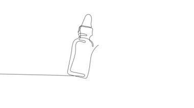 Animated self drawing of bottles with oil or honey or lemon or lime juice for scrubbing and body skin care with natural herbal skin care products. High quality footage