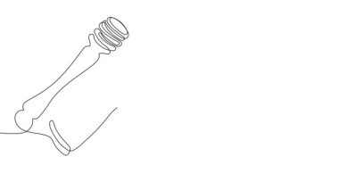 Animated self drawing of bottles with oil or honey or lemon or lime juice for scrubbing and body skin care with natural herbal skin care products. High quality footage
