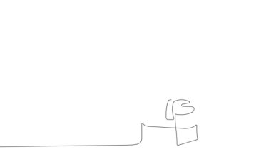 Ekip üyeleriyle plan tasarımı hakkında konuşmak için inşaat sahasında sürekli mimar toplantısının animasyon çizimi. Mimarlık konsepti. Tek çizgi animasyonu. Yüksek kalite 4k görüntü