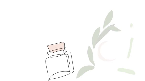 用油或蜂蜜或柠檬或酸橙汁对瓶子进行动画自绘 用天然草药护肤产品进行皮肤清洁和护肤 高质量的镜头 — 图库视频影像