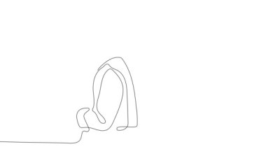 Ekip üyeleriyle plan tasarımı hakkında konuşmak için inşaat sahasında sürekli mimar toplantısının animasyon çizimi. Mimarlık konsepti. Tek çizgi animasyonu. Yüksek kalite 4k görüntü