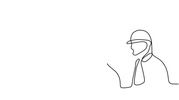 Animated Drawing Continuous Line Draw Architect Meeting Construction Site Talk — Stock Video