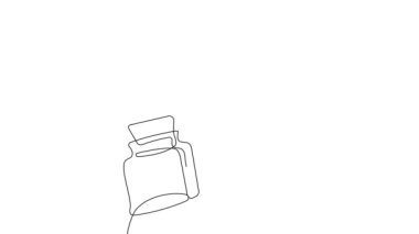 Animated self drawing of bottles with oil or honey or lemon or lime juice for scrubbing and body skin care with natural herbal skin care products. High quality footage