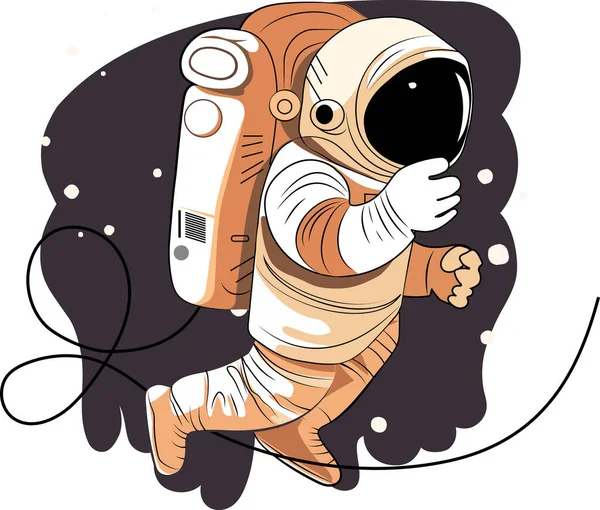 宇宙飛行士は砂漠の惑星である宇宙を探検する 宇宙飛行士の宇宙服は 星や惑星の背景に対して余分な宇宙活動空間を実行します 有人宇宙飛行 現代のベクターイラスト — ストックベクタ
