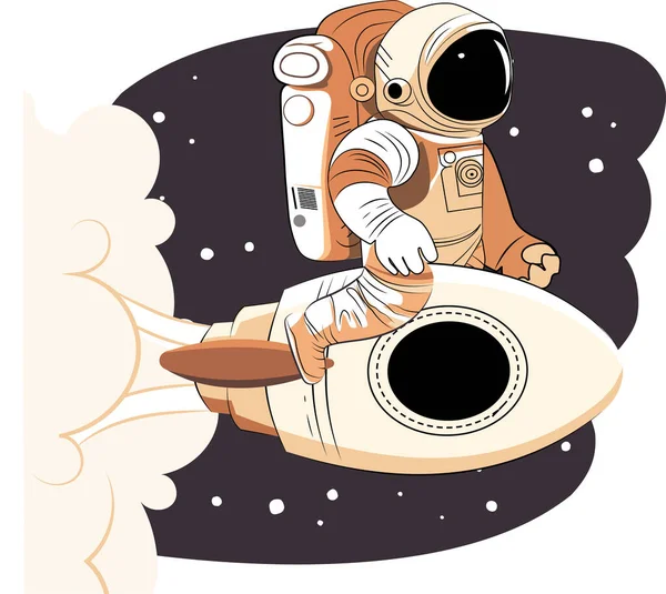 Астронавт Досліджує Космос Пустельну Планету Космічний Костюм Астронавта Виконує Додатковий — стоковий вектор