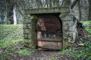 Taş kemerli taş duvarda bir kapı. Yüksek kalite fotoğraf