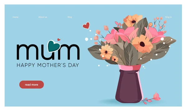 Çiçek Tutan Bir Kadınla Anneler Günü Illüstrasyonun Kutlu Olsun Çiçeklerle — Stok Vektör