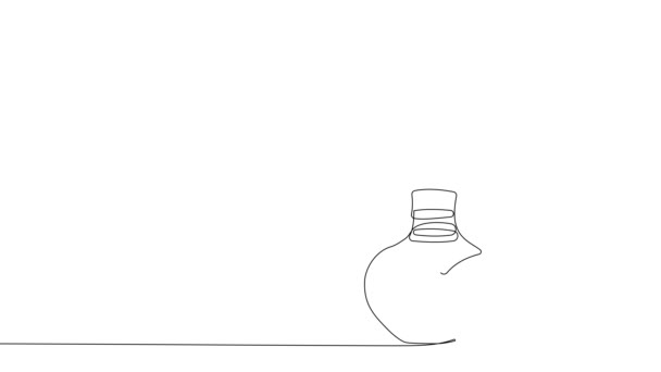 Animated Drawing Continuous Line Draw Set Bottles Different Cleaning Procucts — Stock Video