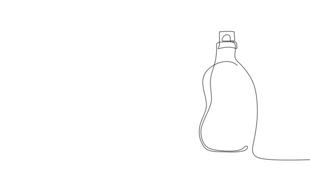 異なる洗浄製品のセットボトルの連続線画のアニメーション描画フレンドリーな洗浄 最小限のコンセプト 高品質4K映像 — ストック動画