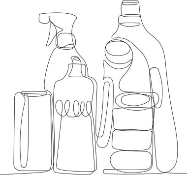 Ev temizlik servisi iniş sayfası tasarımı konsepti, temizlikçilerin temizlik aletleriyle çizimi. Vektör illüstrasyonu