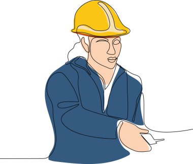İnşaat müdürü ve mühendisi inşaat alanında çalışıyor. Vektör illüstrasyonu