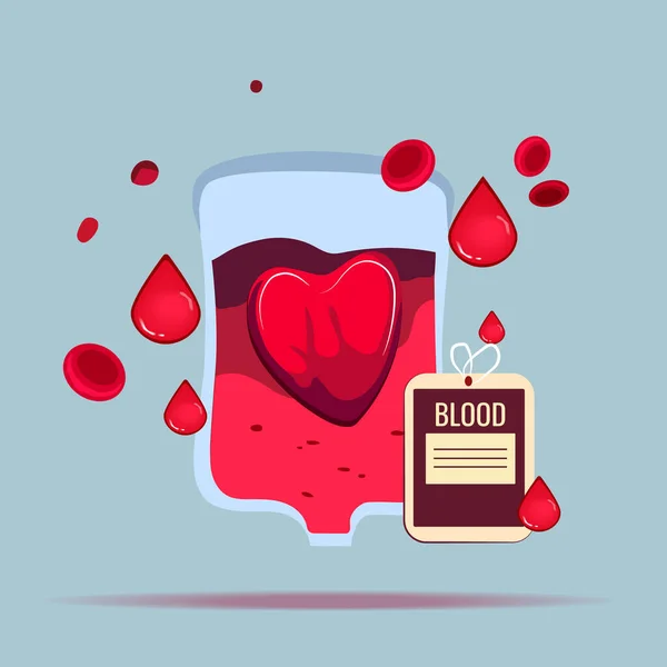 Pomysł Darowizny Dzień Workiem Krwi Dłoni Serca Znak Medyczny Daj — Wektor stockowy