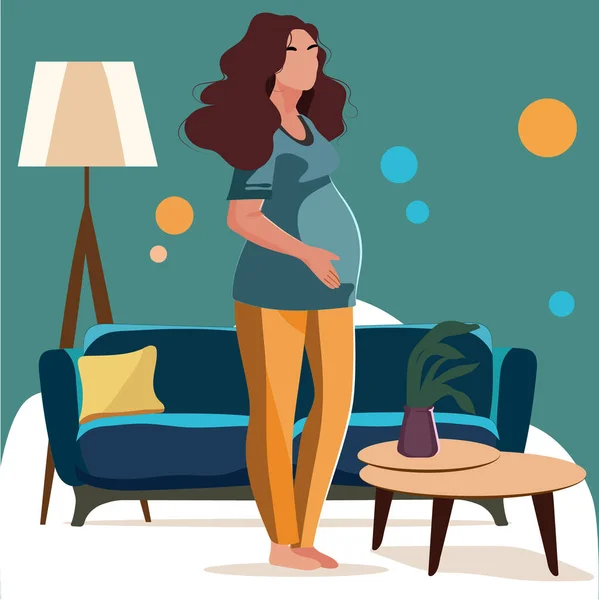 Mujer Embarazada Concepto Ilustración Vectorial Lindo Estilo Dibujos Animados Salud — Archivo Imágenes Vectoriales
