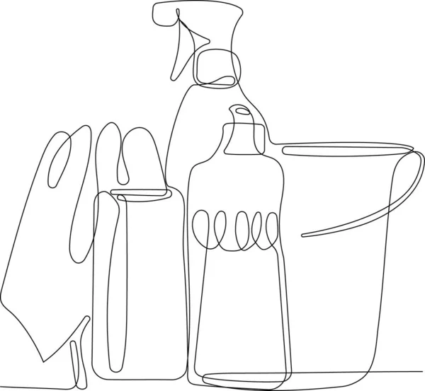 Koncepcja Projektu Strony Sprzątania Domu Ilustracja Dozorców Narzędziami Czyszczącymi Ilustracja — Wektor stockowy