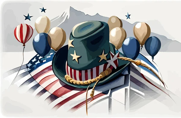 Ευτυχισμένη Ιουλίου Ηπα Ημέρα Ανεξαρτησίας Ευχετήρια Κάρτα Κυματίζει Αμερικανική Εθνική — Διανυσματικό Αρχείο
