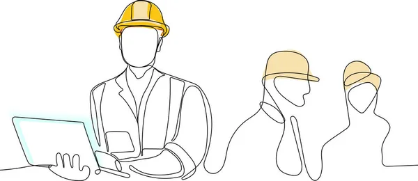 Gerente Construcción Ingeniero Que Trabaja Sitio Construcción Ilustración Vectorial — Vector de stock