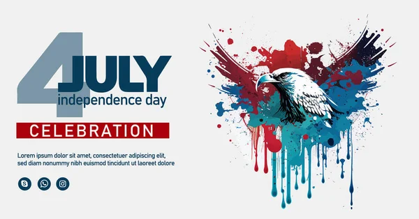 Gelukkige Juli Usa Onafhankelijkheidsdag Wenskaart Met Zwaaiende Amerikaanse Nationale Vlag — Stockvector